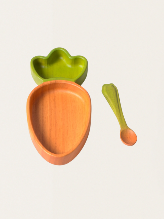 Drewniany talerz z łyżeczką Carrot