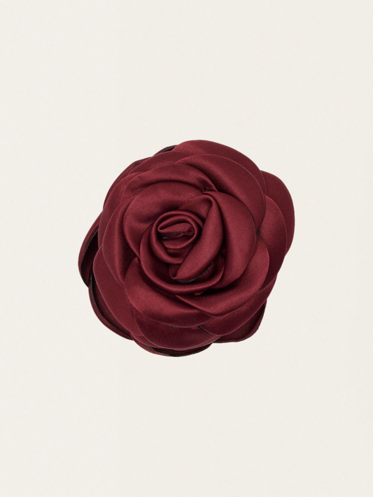 Klamra do włosów z satynowym kwiatem róży