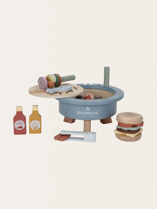 Drewniany grill z akcesoriami