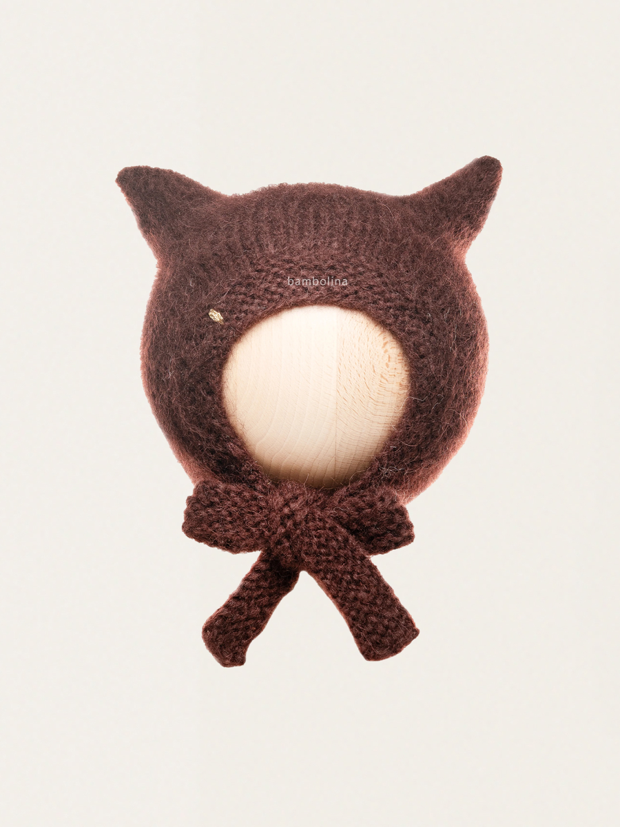 Bonetka z wełną alpaki Kitty Plum in chocolate