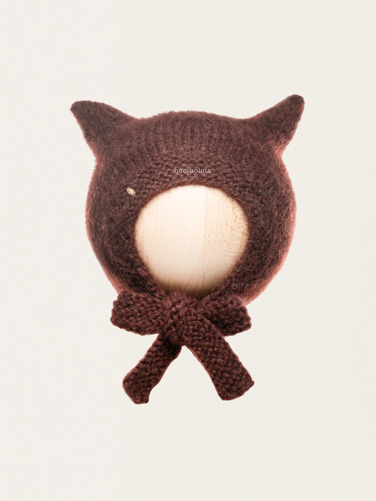 Bonetka z wełną alpaki Kitty Plum in chocolate