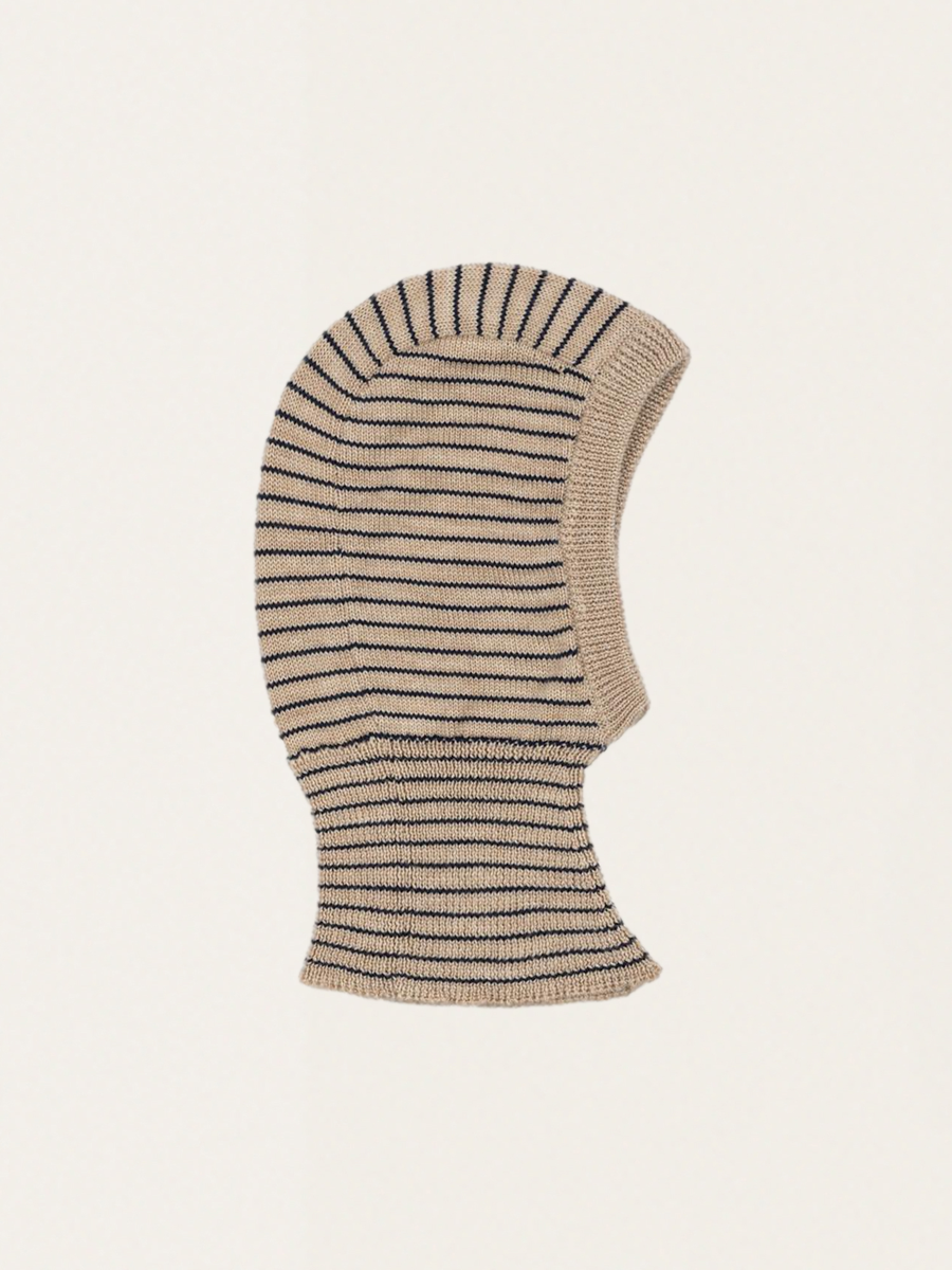 Kominiarka z wełny merino Louli Balaclava STRIPE BLUIE