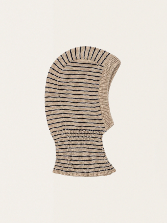 Kominiarka z wełny merino Louli Balaclava STRIPE BLUIE