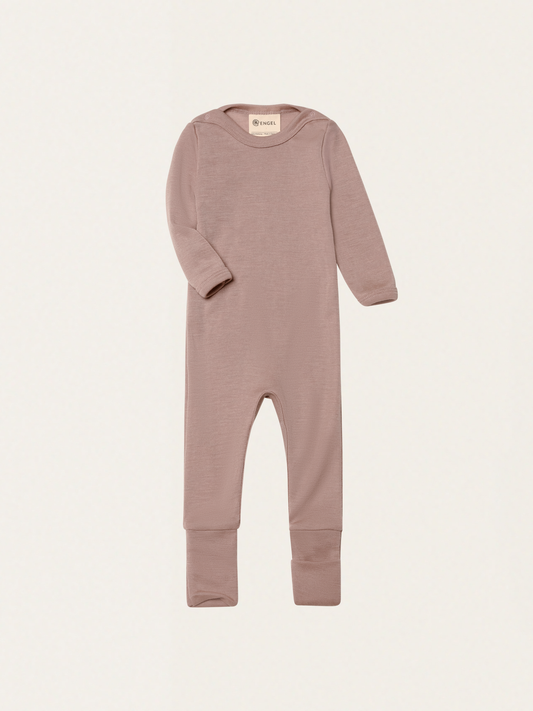 Śpioszki z wełny merino i jedwabiu Dusty Rose