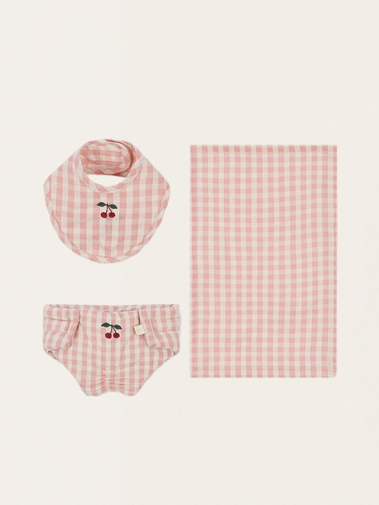 Zestaw do pielęgnacji lalek Doll Nursery Set Powder Pink Check