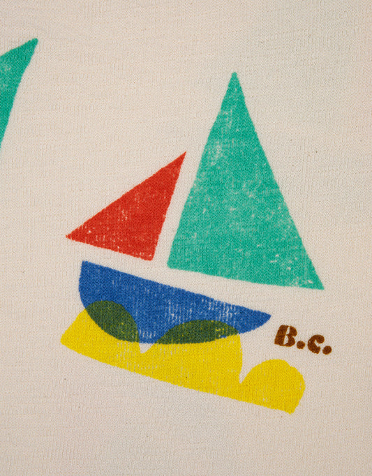 Krótka bawełniana koszulka Kids - Sail Boat all over