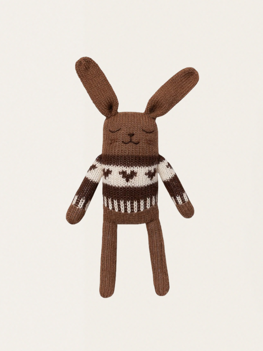 Ekologiczna przytulanka z alpaki Bunny dark mocha jaquard sweater