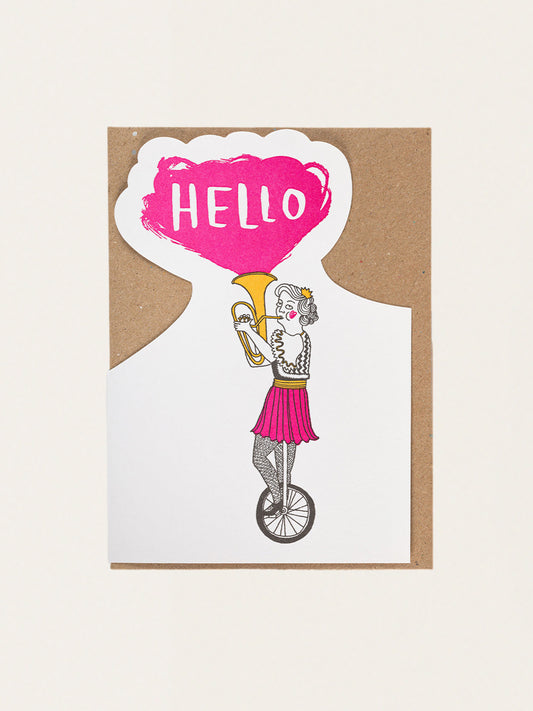 Kartka okolicznościowa z kopertą Hello French Horn Lady