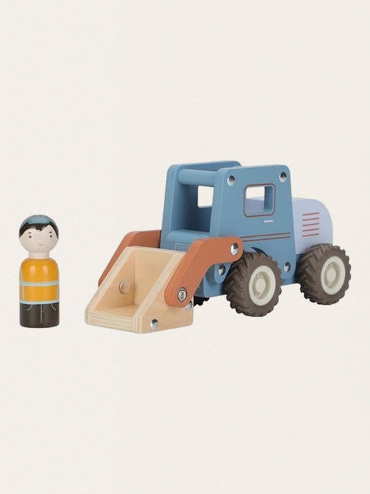 Drewniane autko z ludzikiem - Koparka