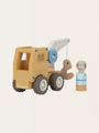 Drewniane autko z ludzikiem - Ciężarówka z dźwigiem