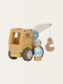Drewniane autko z ludzikiem - Ciężarówka z dźwigiem