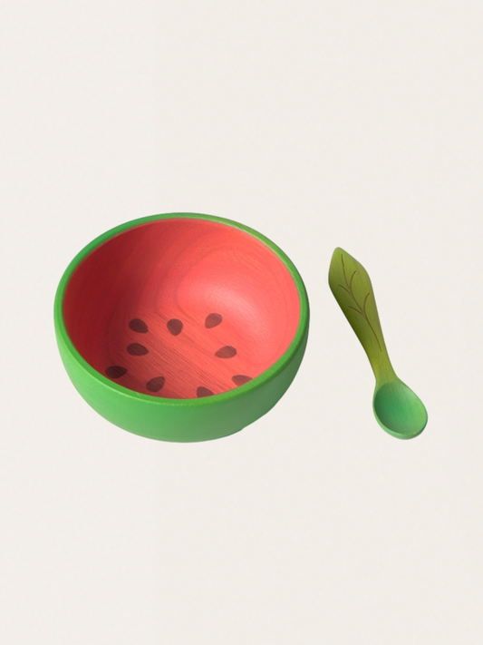 Drewniana miska z łyżeczką Watermelon