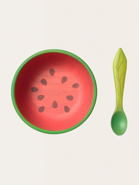 Drewniana miska z łyżeczką Watermelon