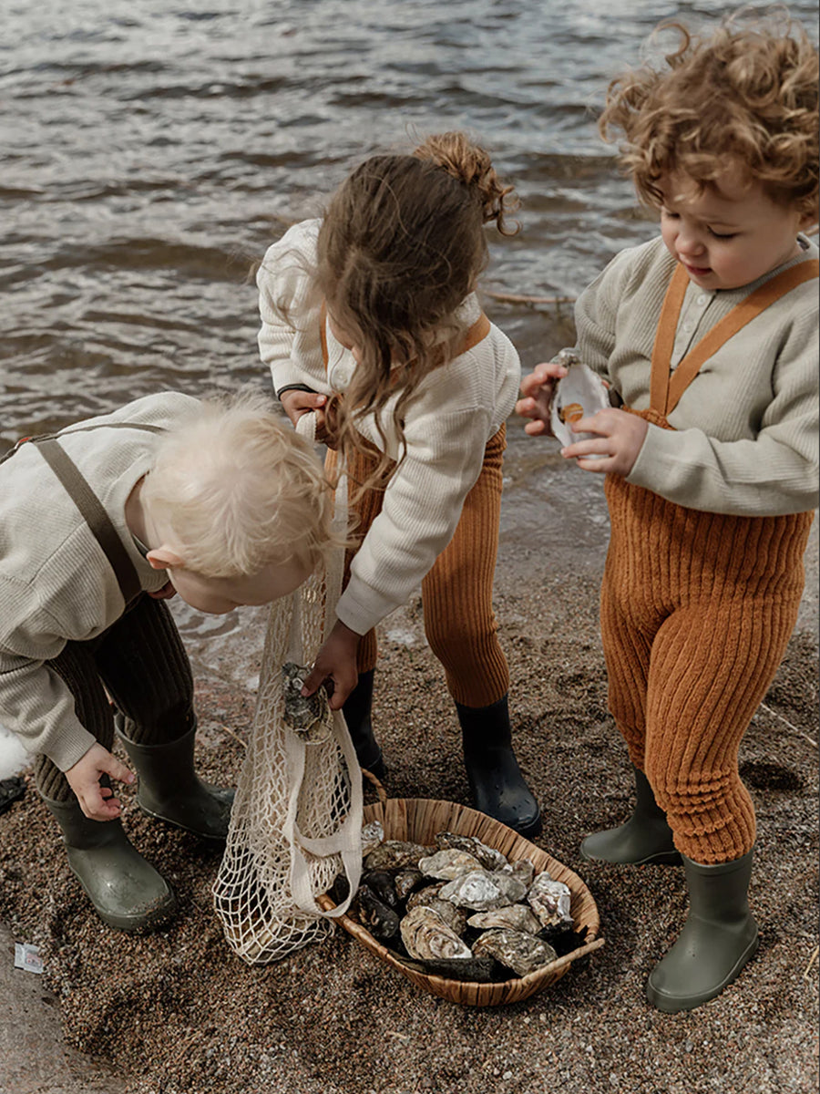 Prążkowane legginsy na szelkach Granny Teddy