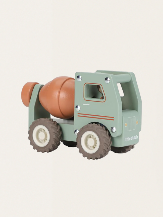 Drewniane autko z ludzikiem - Betoniarka