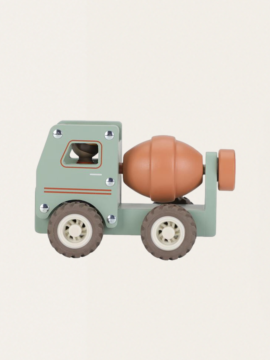 Drewniane autko z ludzikiem - Betoniarka