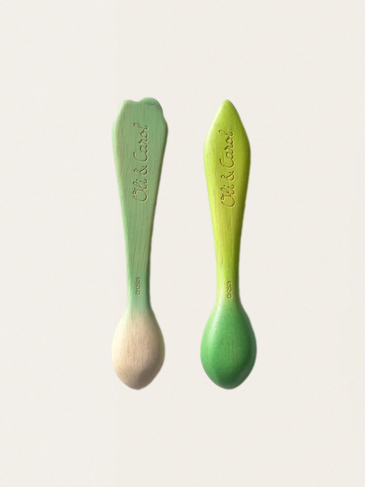 Zestaw drewnianych łyżeczek do karmienia 2 szt. Leek & Kale leaf