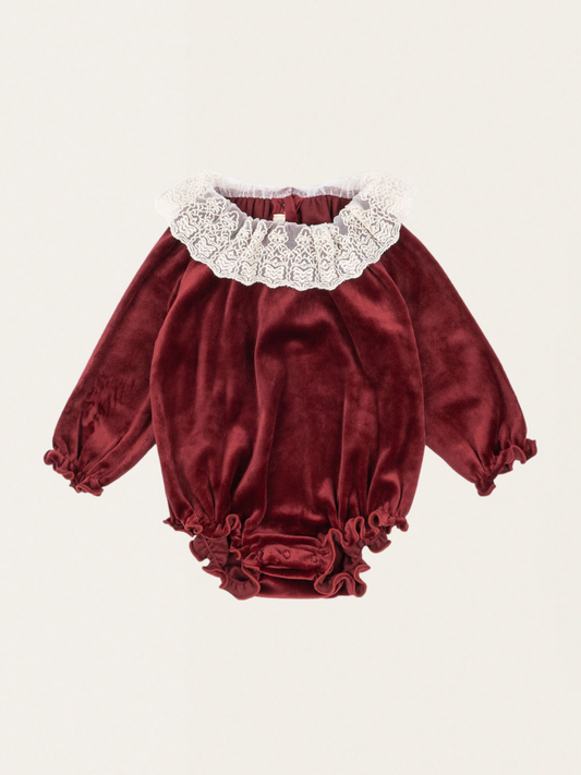 Welurowy rampers z ozdobnym kołnierzykiem Venola