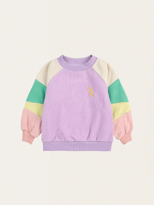 Bawełniana bluza frotte Baby Color Block Lila