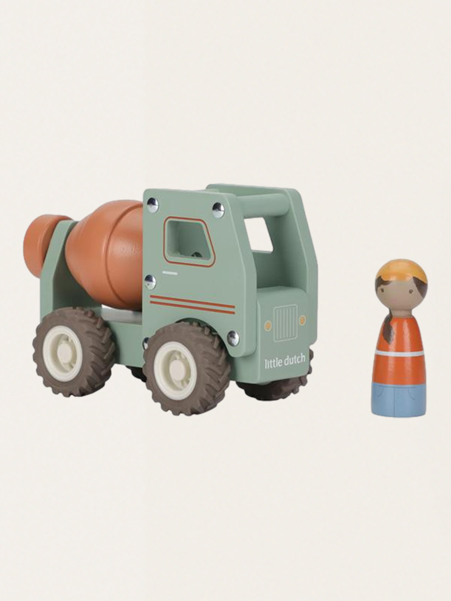 Drewniane autko z ludzikiem - Betoniarka