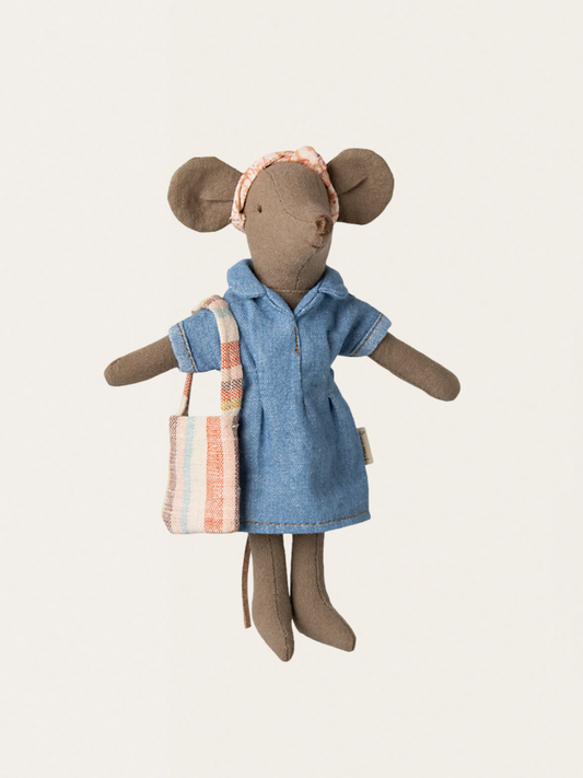 Ubranko dla myszki Maileg Mum - Denim dress and bag
