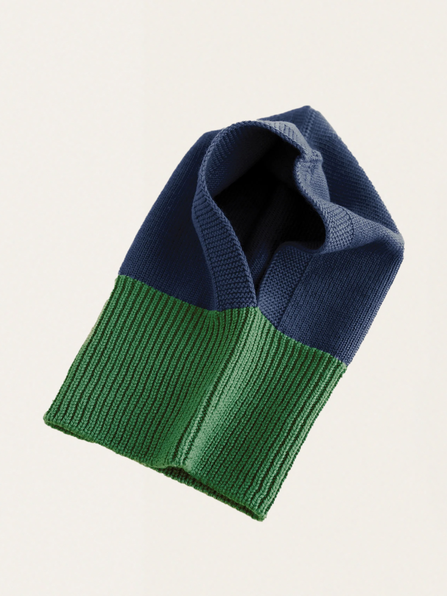 Bezszwowa kominiarka z włoskiej wełny merino Blue / Grass