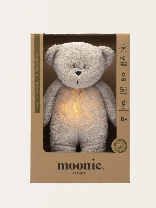 Szumiący miś Moonie Organic 2.0 z lampką nocną