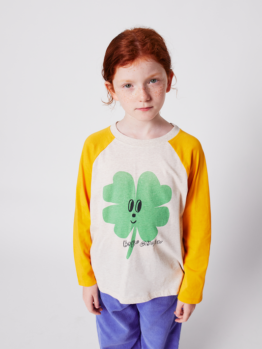 Bawełniany long sleeve z raglanowym rękawem Lucky Clover