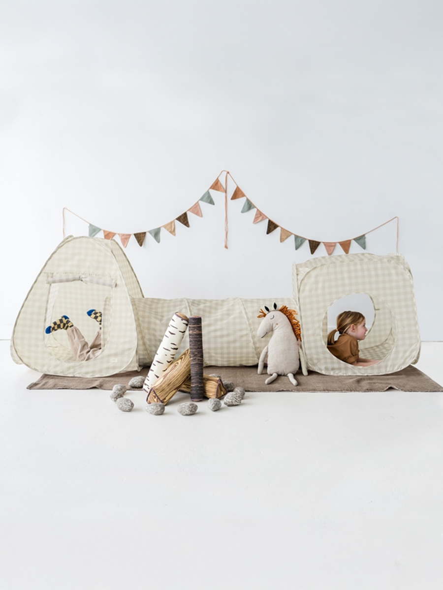 Zestaw namiotów z tunelem 3w1 Gingham Beige