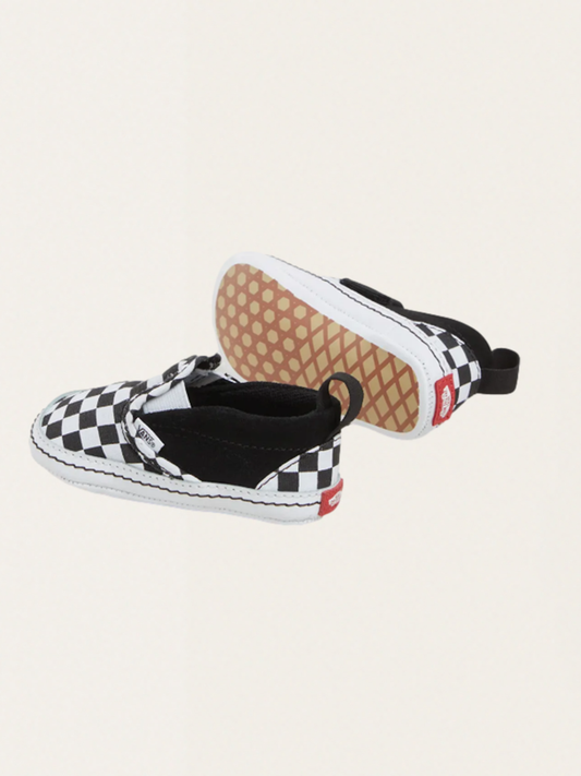 Miękkie buciki niemowlęce Slip-On V Crib Checkerboard Black