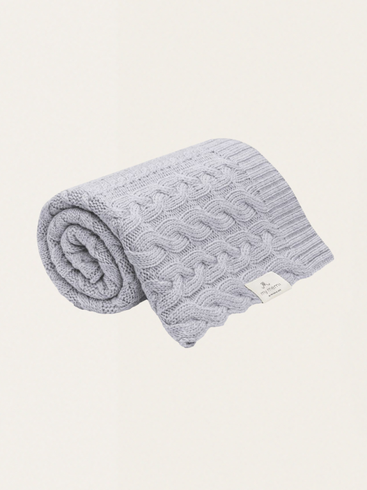 Kocyk z warkoczowym splotem z wełny merino My Memi - premium collection