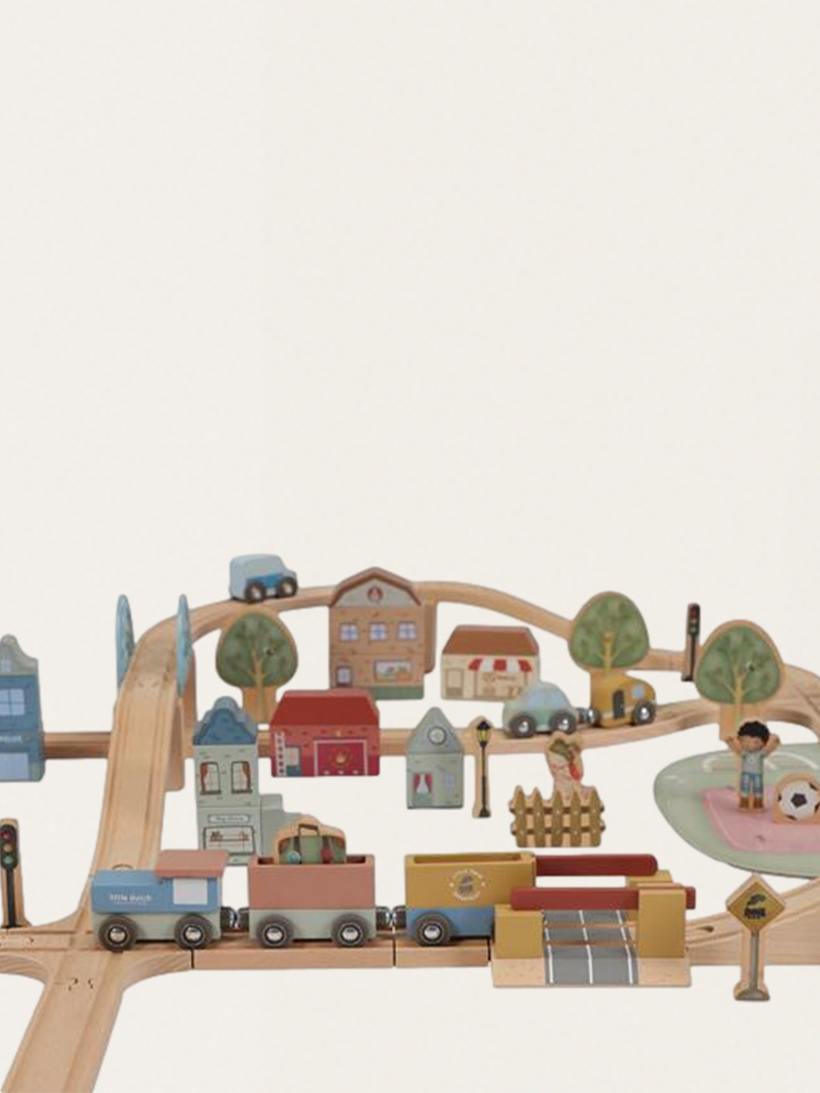 Drewniana kolejka z miasteczkiem - 114 elementów