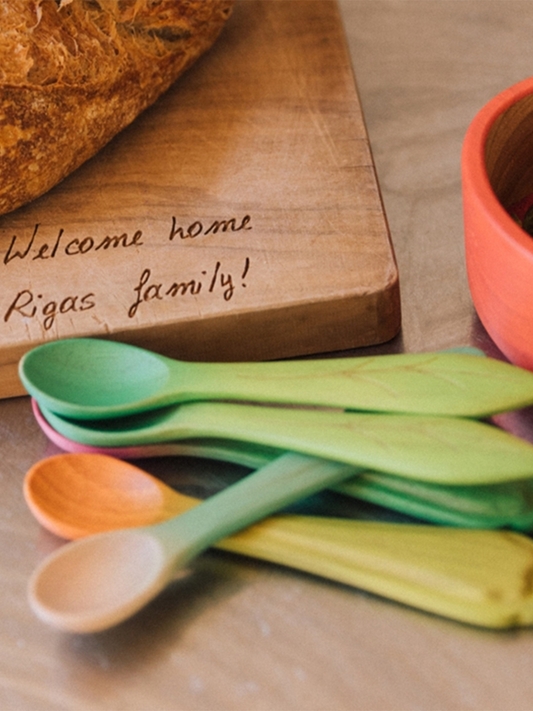 Zestaw drewnianych łyżeczek do karmienia 2 szt. Leek & Kale leaf