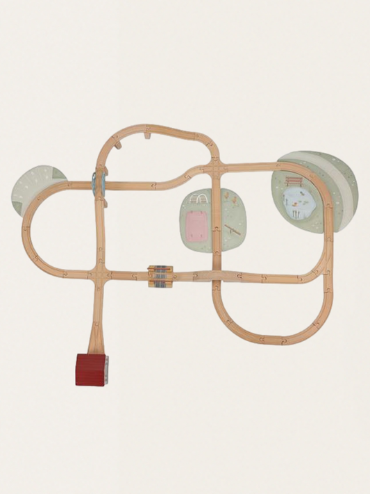 Drewniana kolejka z miasteczkiem - 114 elementów