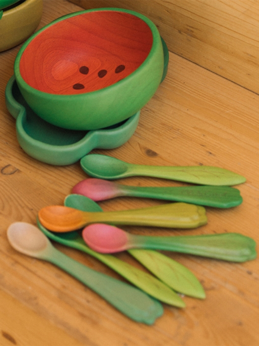 Zestaw drewnianych łyżeczek do karmienia 2 szt. Leek & Kale leaf
