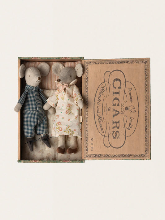 Myszki babcia i dziadek w pudełku po cygarach