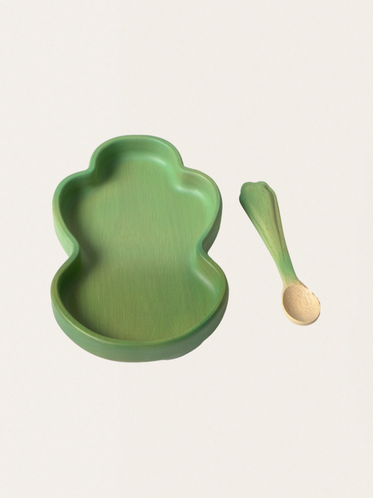 Drewniany talerz z łyżeczką Kale