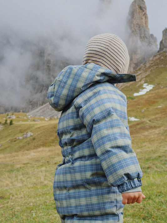 Kominiarka z wełny merino Louli Balaclava STRIPE BLUIE