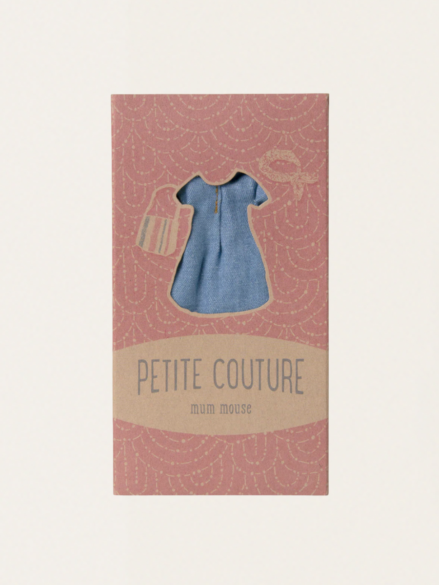Ubranko dla myszki Maileg Mum - Denim dress and bag