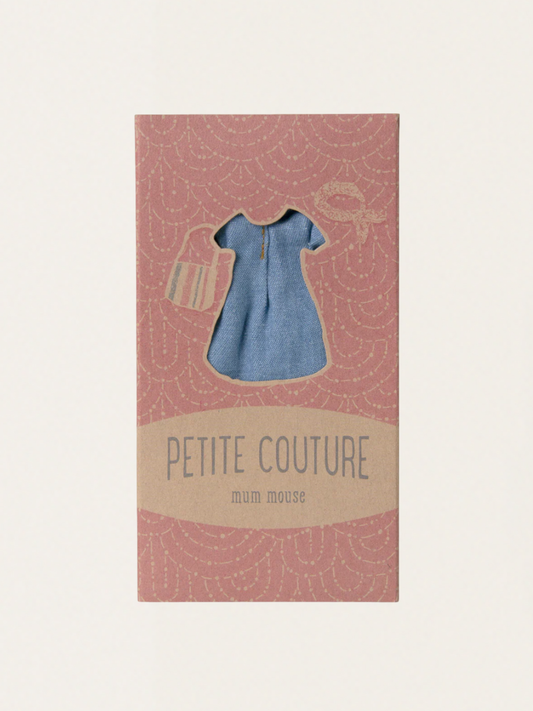 Ubranko dla myszki Maileg Mum - Denim dress and bag