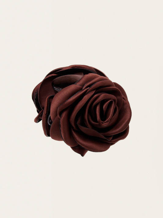 Klamra do włosów z satynowym kwiatem róży