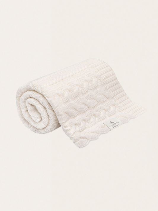 Kocyk z warkoczowym splotem z wełny merino My Memi - premium collection