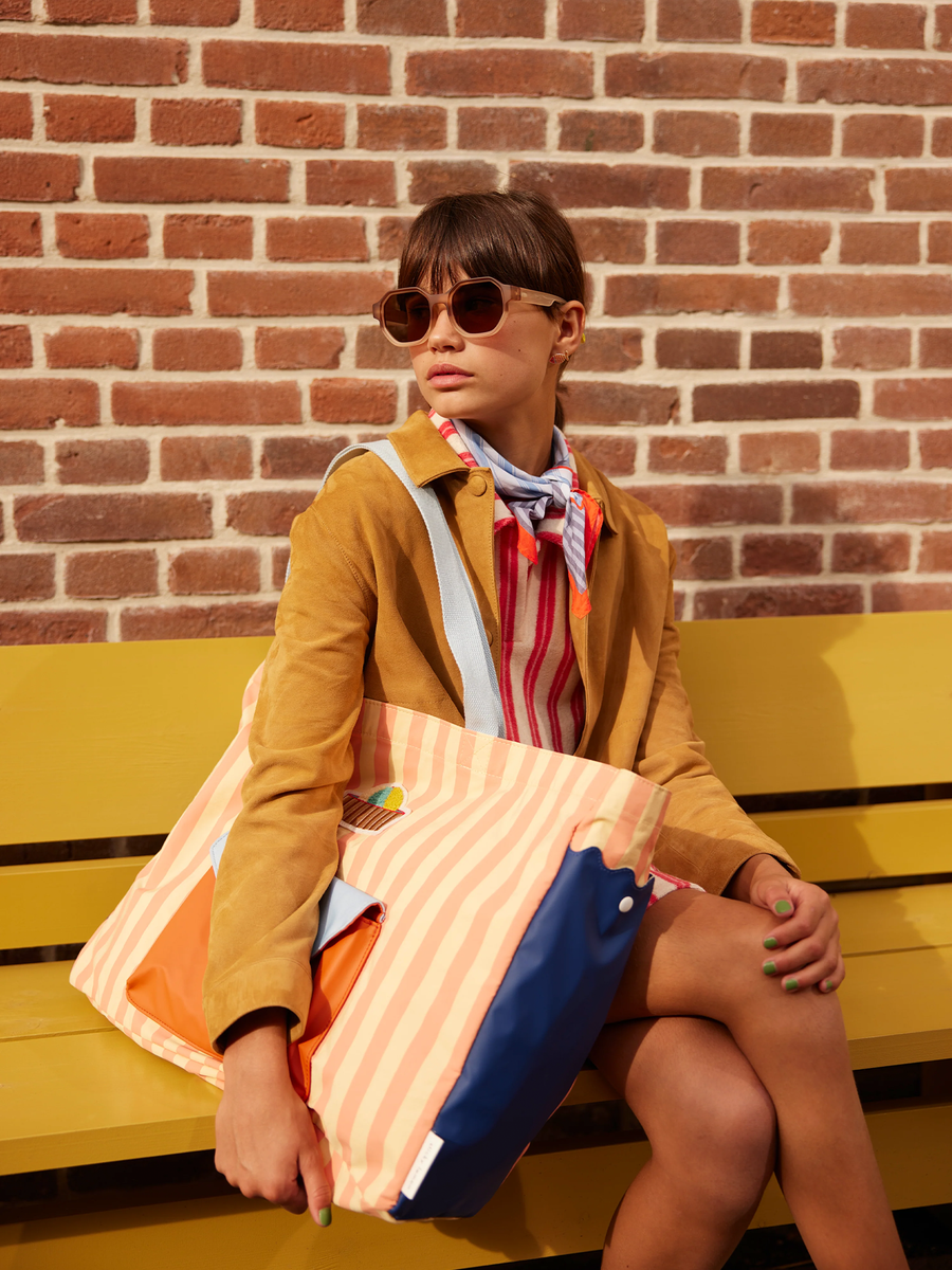Torba typu shopper coral pink + sandy yellow