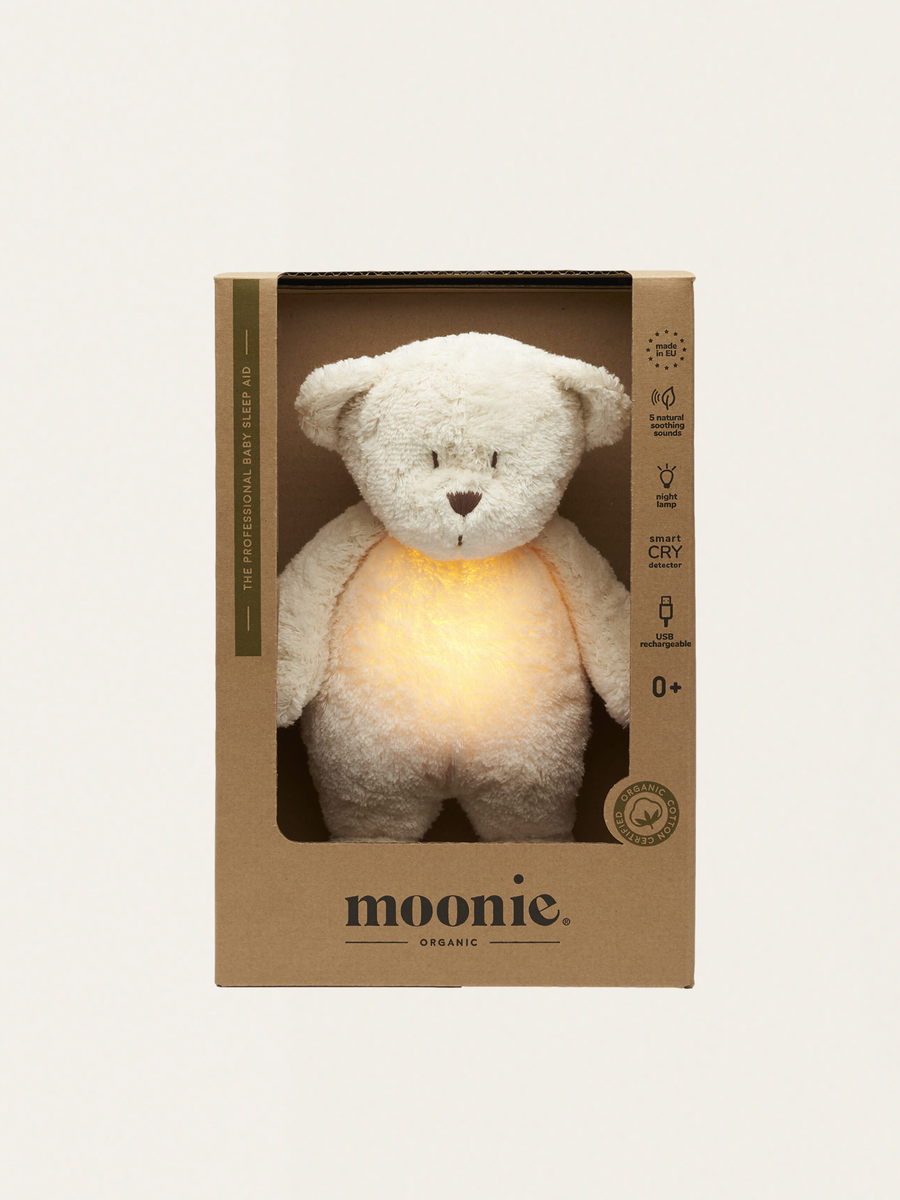 Szumiący miś Moonie Organic 2.0 z lampką nocną