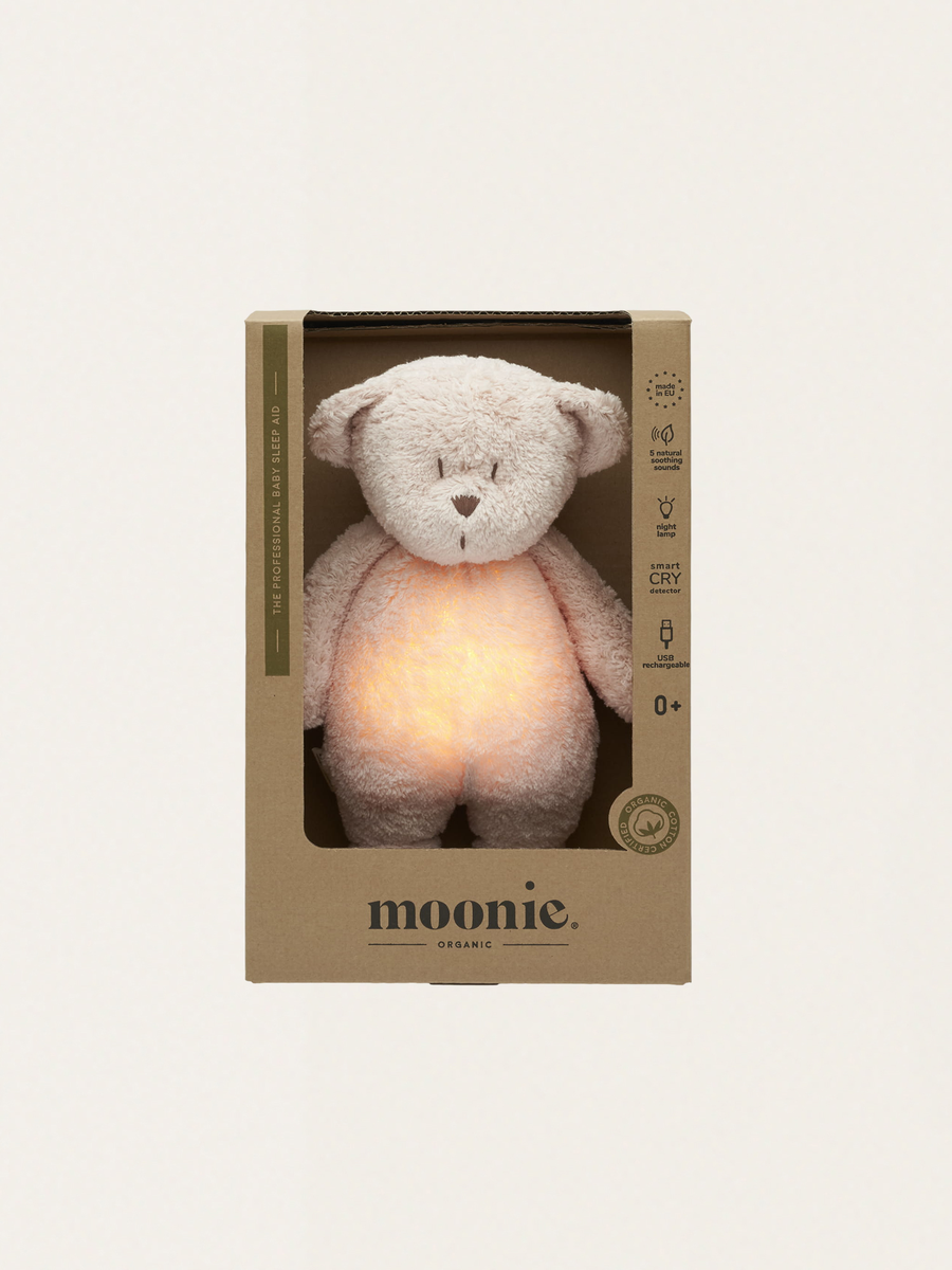 Szumiący miś Moonie Organic 2.0 z lampką nocną