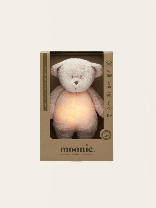 Szumiący miś Moonie Organic 2.0 z lampką nocną