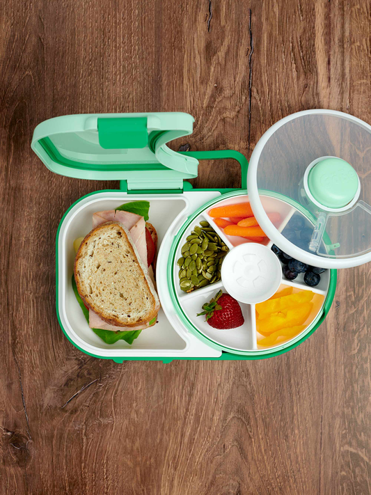 Lunchbox z obrotowym pojemnikiem na przekąski 2w1