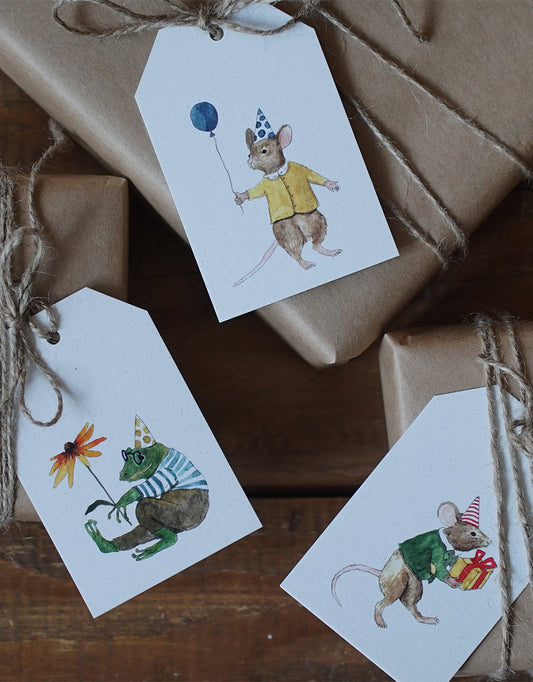 Zawieszki do prezentów - 3 szt. - ŻABA I MYSZKI