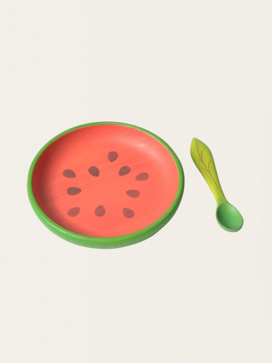 Drewniany talerz z łyżeczką Watermelon