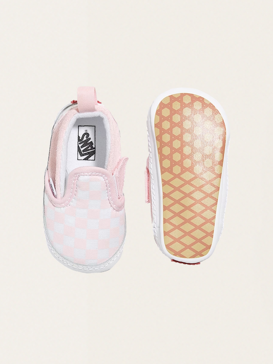 Miękkie buciki niemowlęce Slip-On V Crib Checkerboard Pink